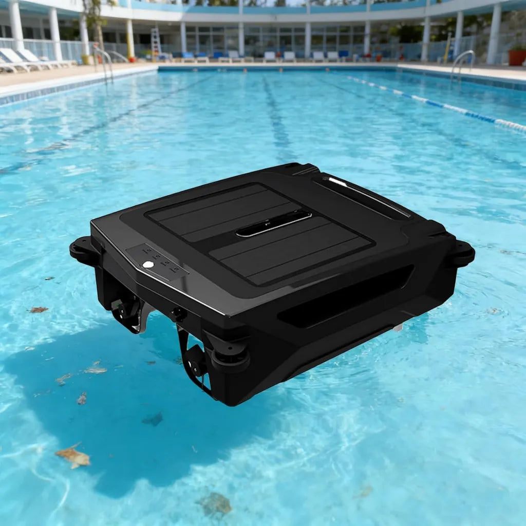 Solarbetriebener Poolskimmer-Roboter mit Hindernisvermeidung, bürstenlosem Motor, Nachtreinigung und Dual-Lademodus
