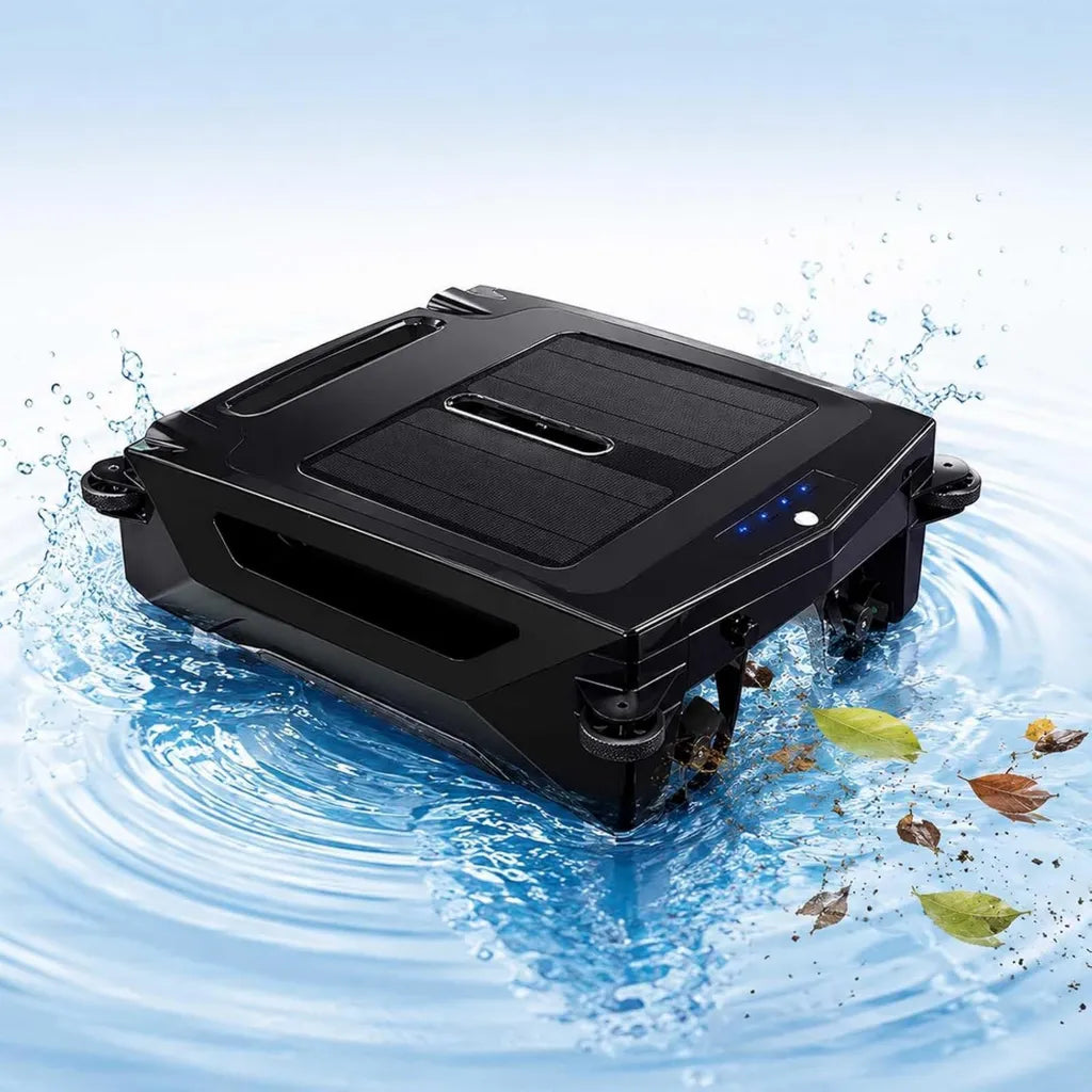 Automatischer Solar-Poolreiniger mit kabellosem Betrieb und Bürstenlosmotor, 4,1L Filterkapazität, Dual-Solar- und Akku-Backup, 6 Stunden Laufzeit, Auto-Docking-System