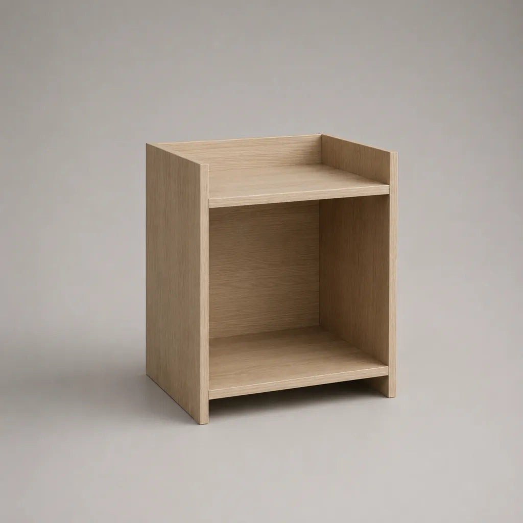 Nachttisch aus MDF mit Eichenfurnier, offenes Ablagefach, Natur/Beige, 45 × 35 × 55 cm