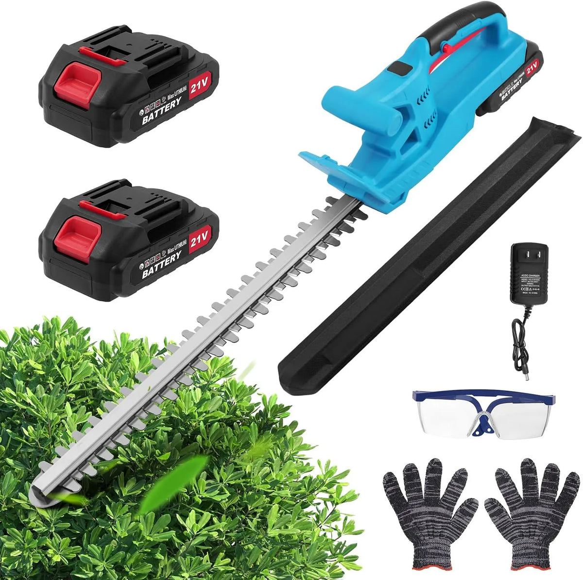 Heckenschere – Akku-Betrieb, mit Boxhandschuhen, 50cm, 17 mm, für die Gartenpflege