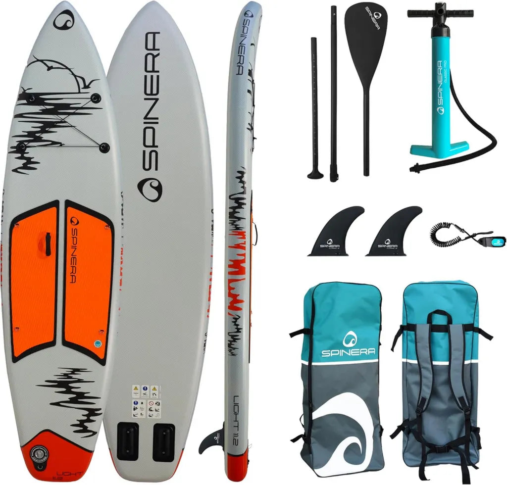 Spinera Light SUP Set – Aufblasbares Stand Up Paddle Board in 3 Größen: 10.6, 11.2, 11.8 – Ultraleicht, stabil mit Paddel, Pumpe und Rucksack