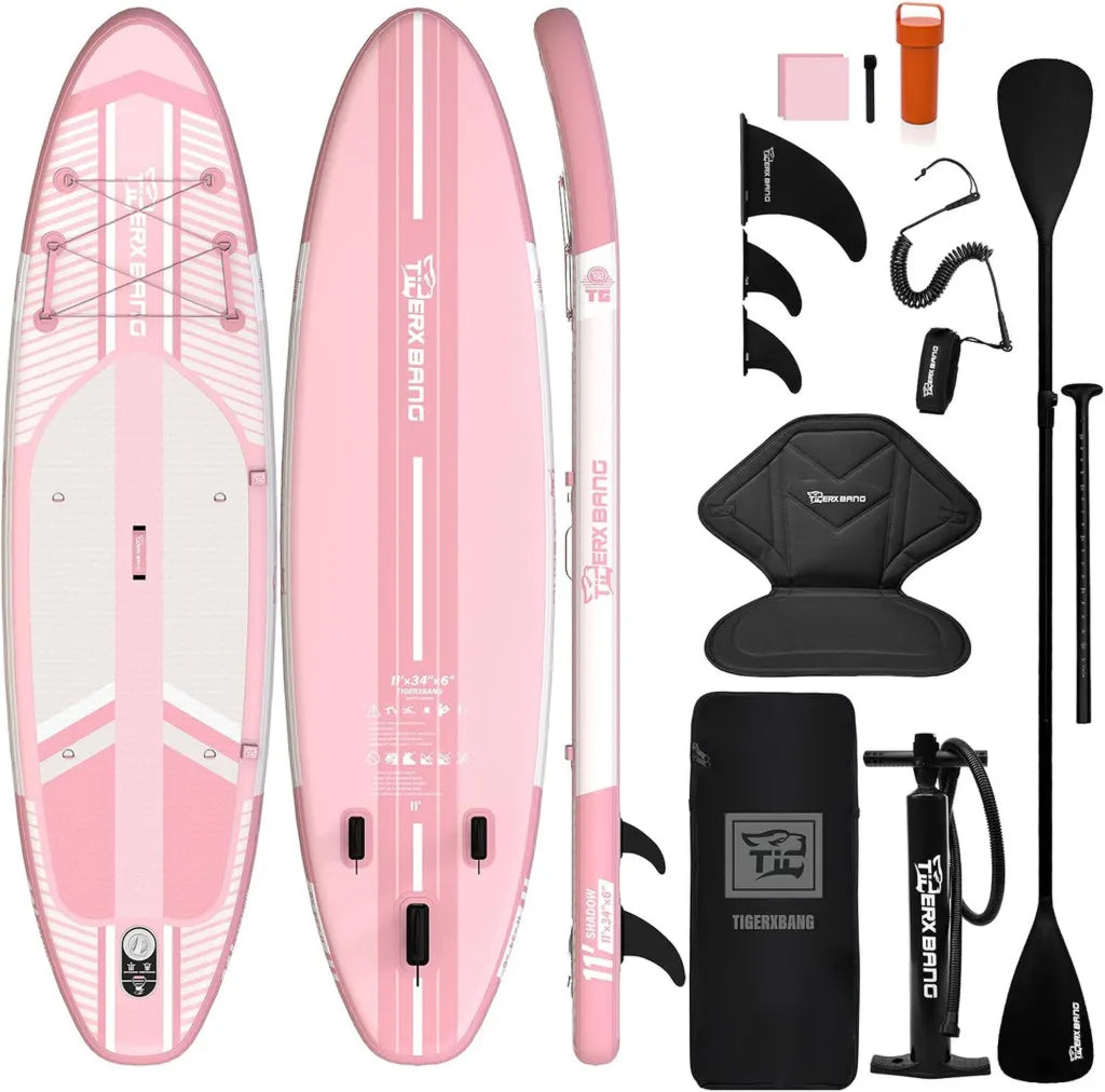 TIGERXBANG Aufblasbares SUP-Board Set 335x86x15 cm, Komplettset für Erwachsene, Serie Shadow