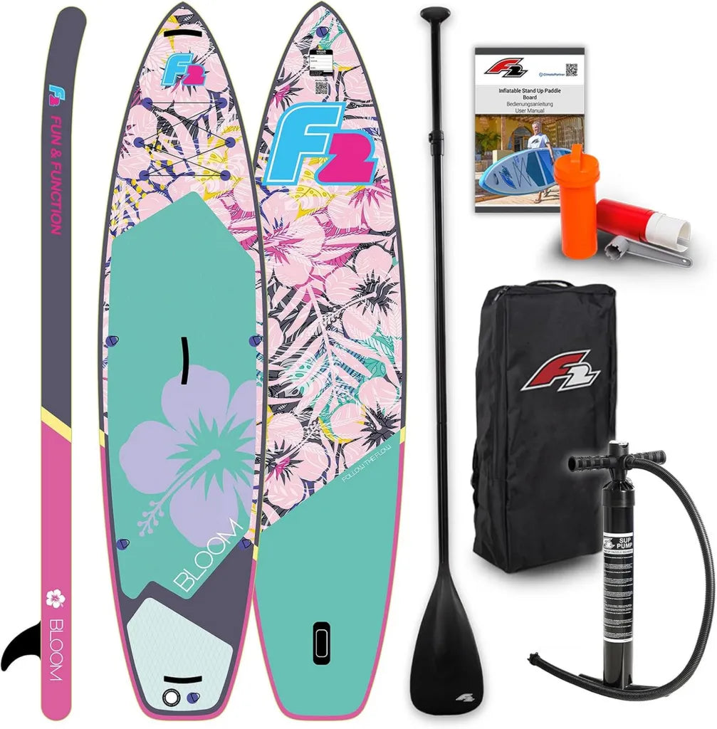 F2 SUP Aufblasbares Paddle Board Retro Hibiskus Design für Damen, Größen wählbar