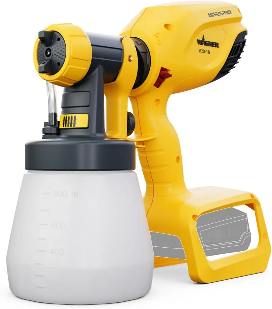 WAGNER Akku-Farbsprühgerät und Farbsprühsystem, W250, Akku-Betrieb, aus Metall, aus Holz, 18 V, 800 ml, für Holzbearbeitung