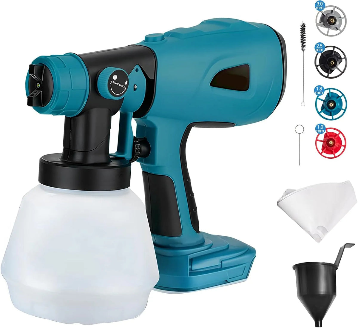 Makita 18 Akku Farbspritzgerät für 18 V – HVLP, Akku-Betrieb, 200W, für Terrasse und Außenflächen