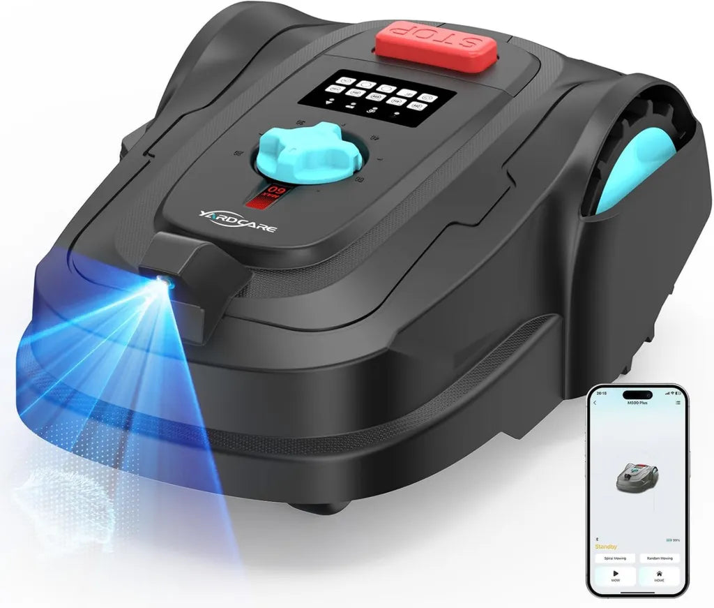 YARDCARE M800Plus Mähroboter mit GPS und 3D-Erkennung, kabelloser Rasenmäher für 800 m², U-förmiger Mähmodus, App-Steuerung, Schwarz