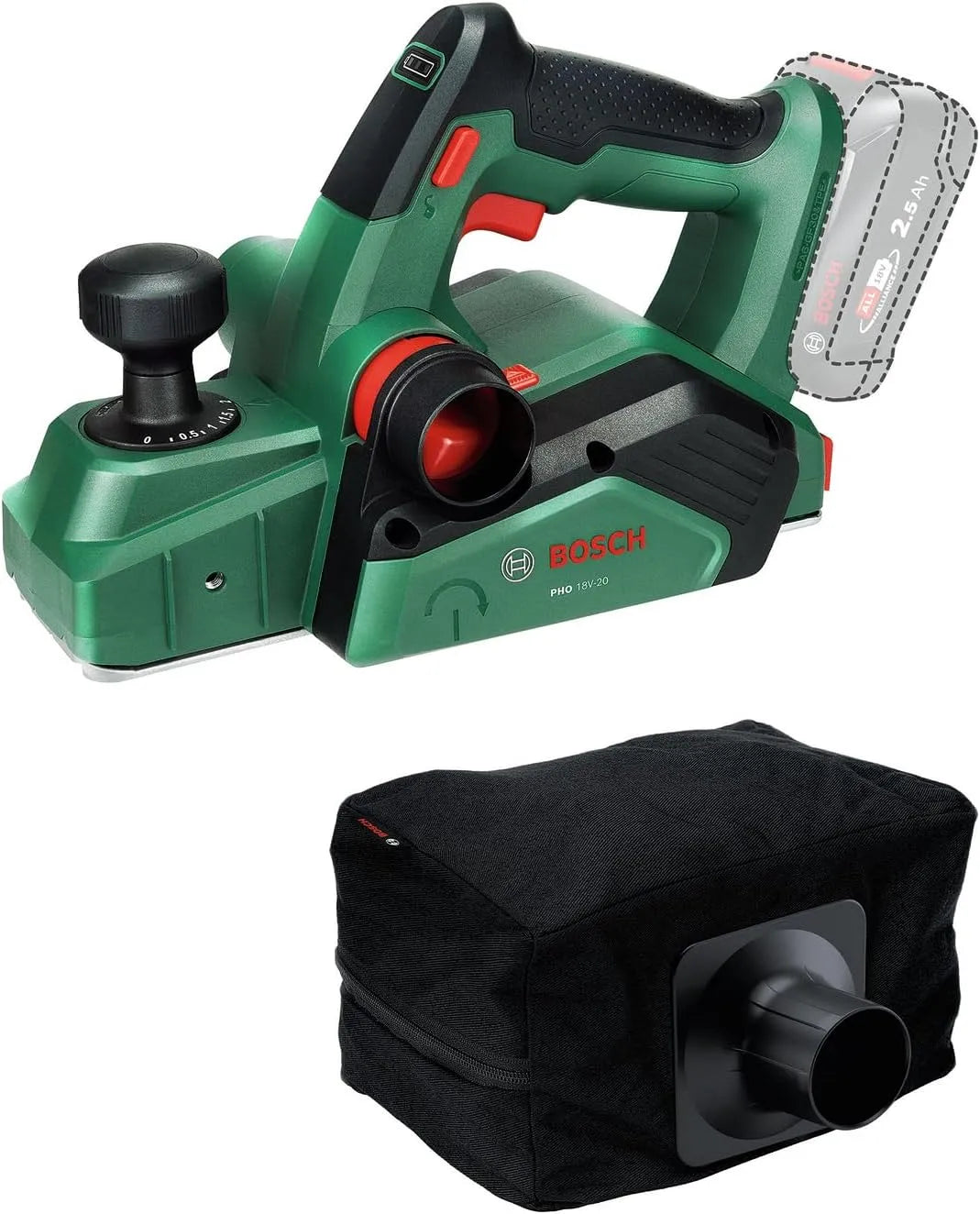 Bosch 18V System Akku-Hobel PHO 18V-20 Flexibles Hobeln aus verschiedenen Winkeln, Akku-Betrieb