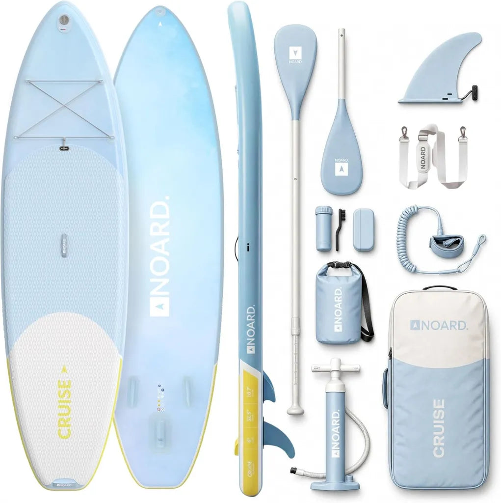 NOARD Aufblasbares SUP Board 326 cm, Bis 140 kg, Set mit Paddel, Pumpe, Rucksack und Zubehör