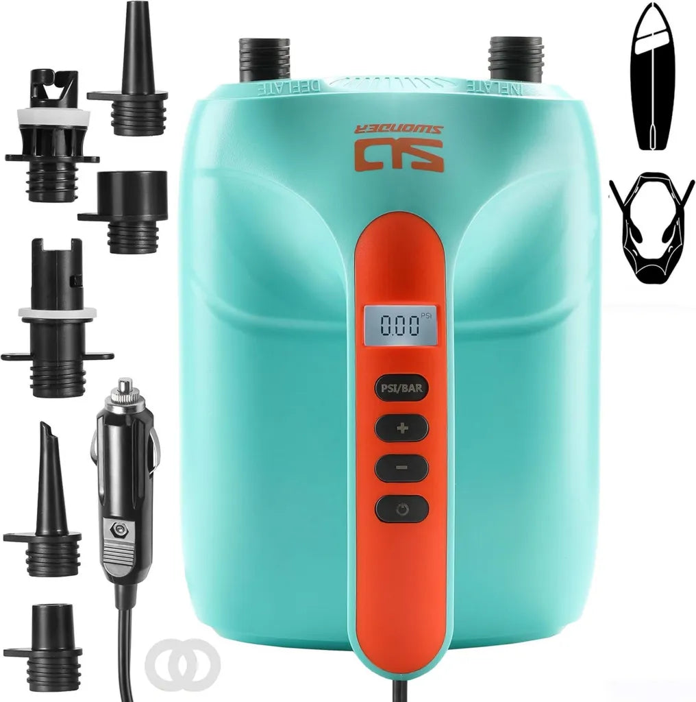 Elektrische SUP-Pumpe 20PSI, Hochdruck mit Zweistufen-Intelligenz, aufgeblasen bis zu 3 SUP, ideal für Paddelboards, Boote, Kajaks