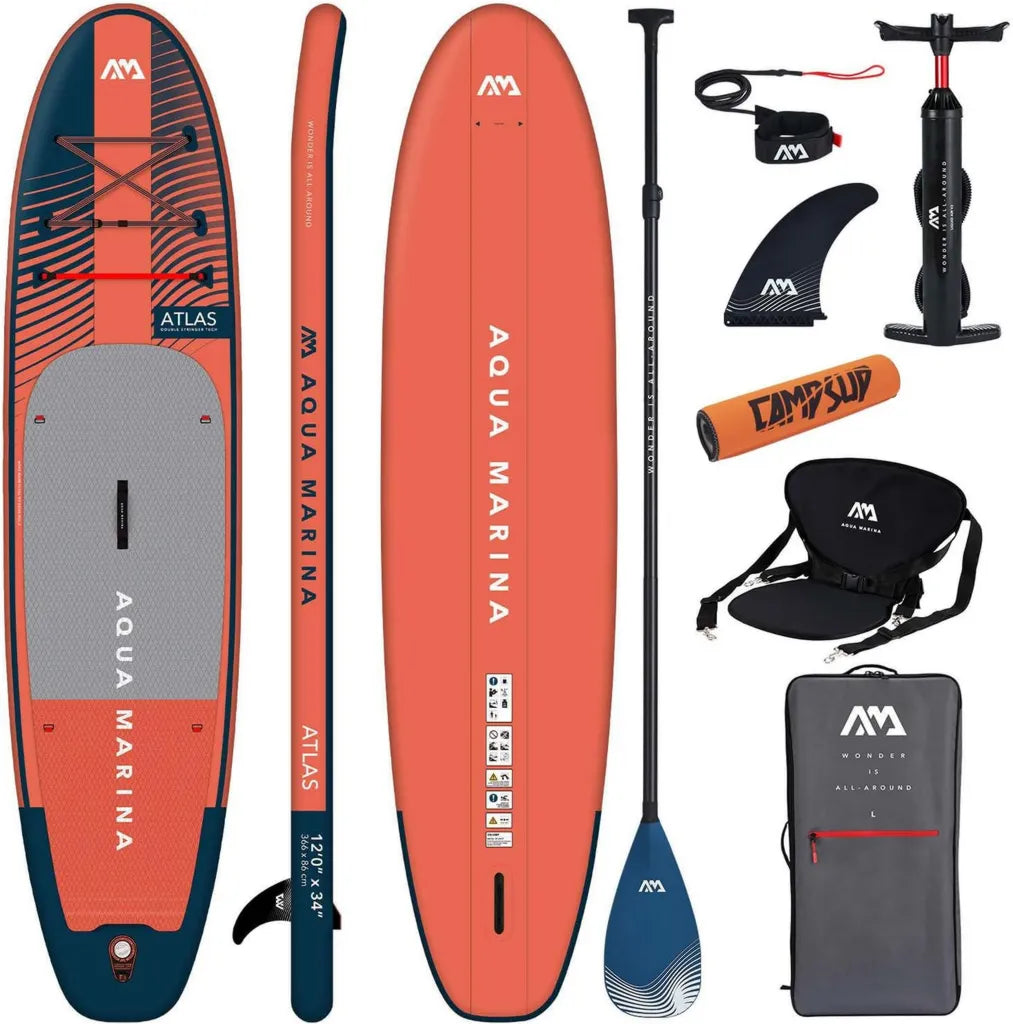 Aqua Marina Atlas 12'0' Aufblasbares Allround SUP-Board für Anfänger – Komplettset in Limitiertes Edition Rot