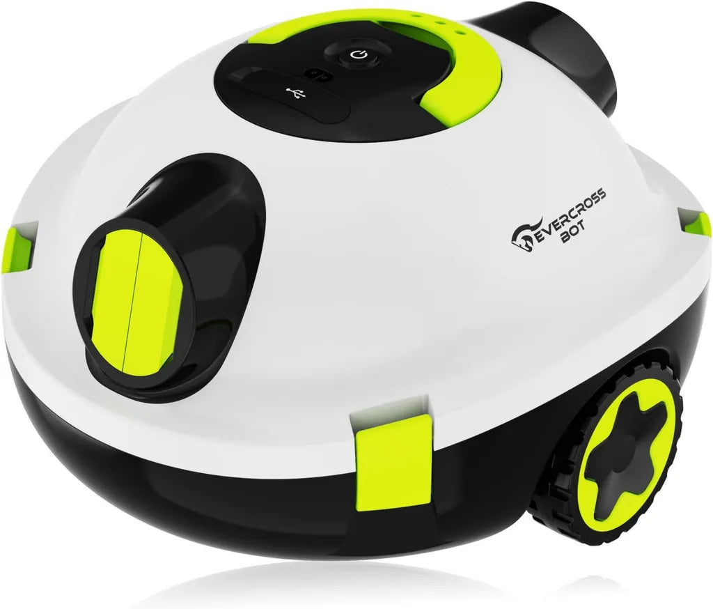 Akku-Poolreiniger Y10, Roboter für effiziente Bodenpflege, 100 Minuten Laufzeit, geeignet für Pools bis 120 m², Selbstparkfunktion, 180 μm Filter (Weiß)