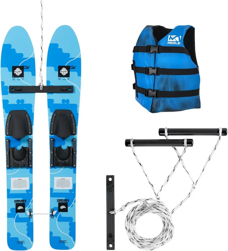 MESLE Kinder Wasserski-Set Wake Star 118 cm mit Trainingsleine und Sportweste Junior