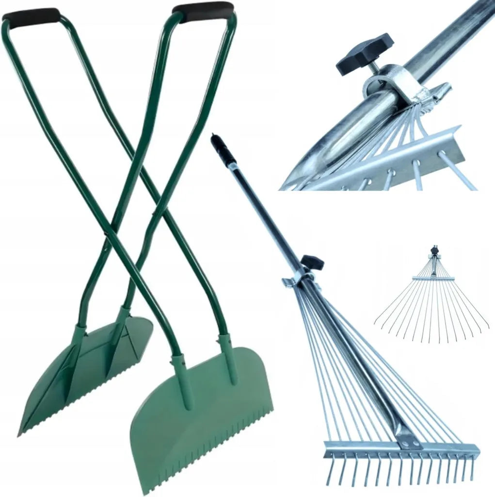 Ergonomisches Gartenwerkzeug-Set: Laubgreifer mit 95 cm Stiel & verstellbarer Laubrechen 115-140 cm
