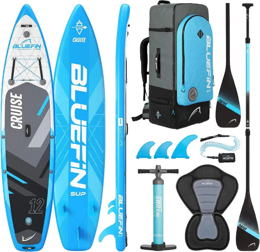 Bluefin Cruise Stand Up Paddleboard Set für Erwachsene - Aufblasbar mit Rucksack, Fiberglas-Paddel und Pumpe, 5 Jahre Garantie