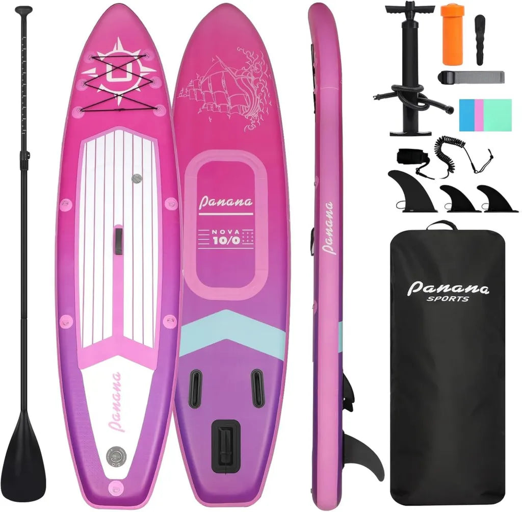 Aufblasbares SUP-Board Set mit Zubehör, Verstellbares Paddel, Leicht und Rutschfest