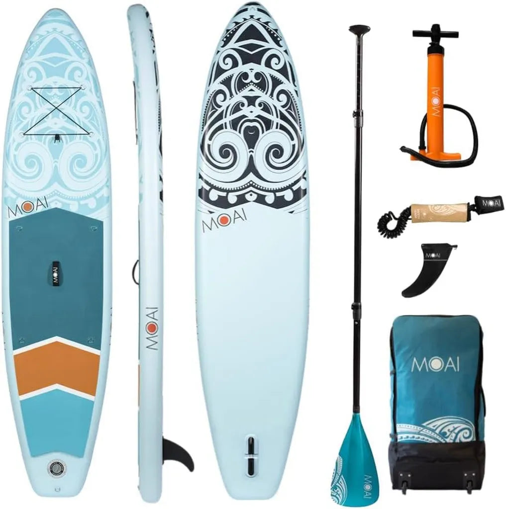 MOAI Aufblasbares SUP Board 11' Set mit Zubehör für Anfänger und Fortgeschrittene
