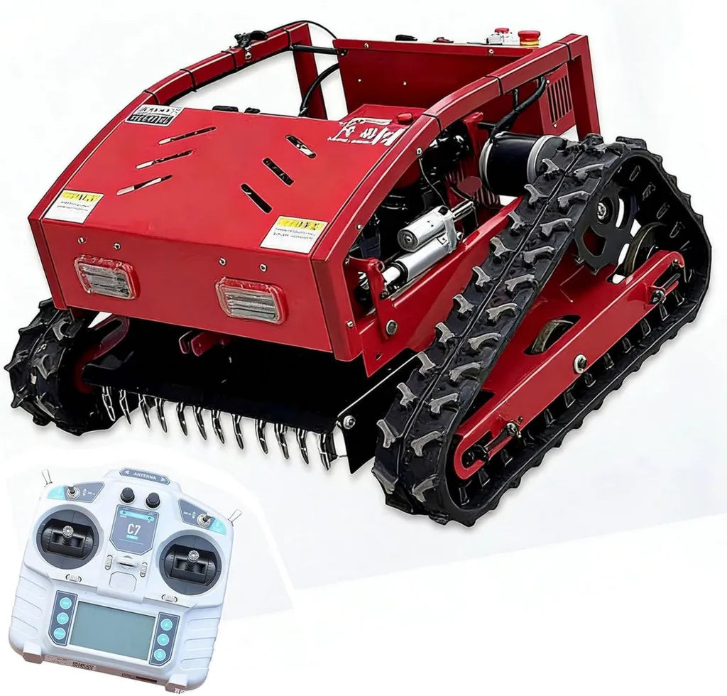 Geländegängiger Mähroboter mit Fernbedienung – 9 PS, 224cc Benzinmotor, 55cm Schnittbreite, 60° Steigungstauglich, LED-Beleuchtung, Ideal für Steilhänge und Obstplantagen
