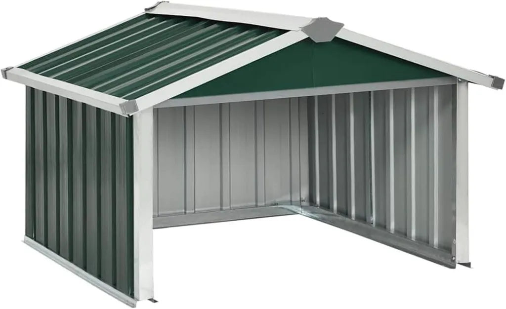 Wetterfeste Rasenroboter-Garage mit Verzinktem Stahl und Automatischer Ladestation, Grün, 92x97x63 cm