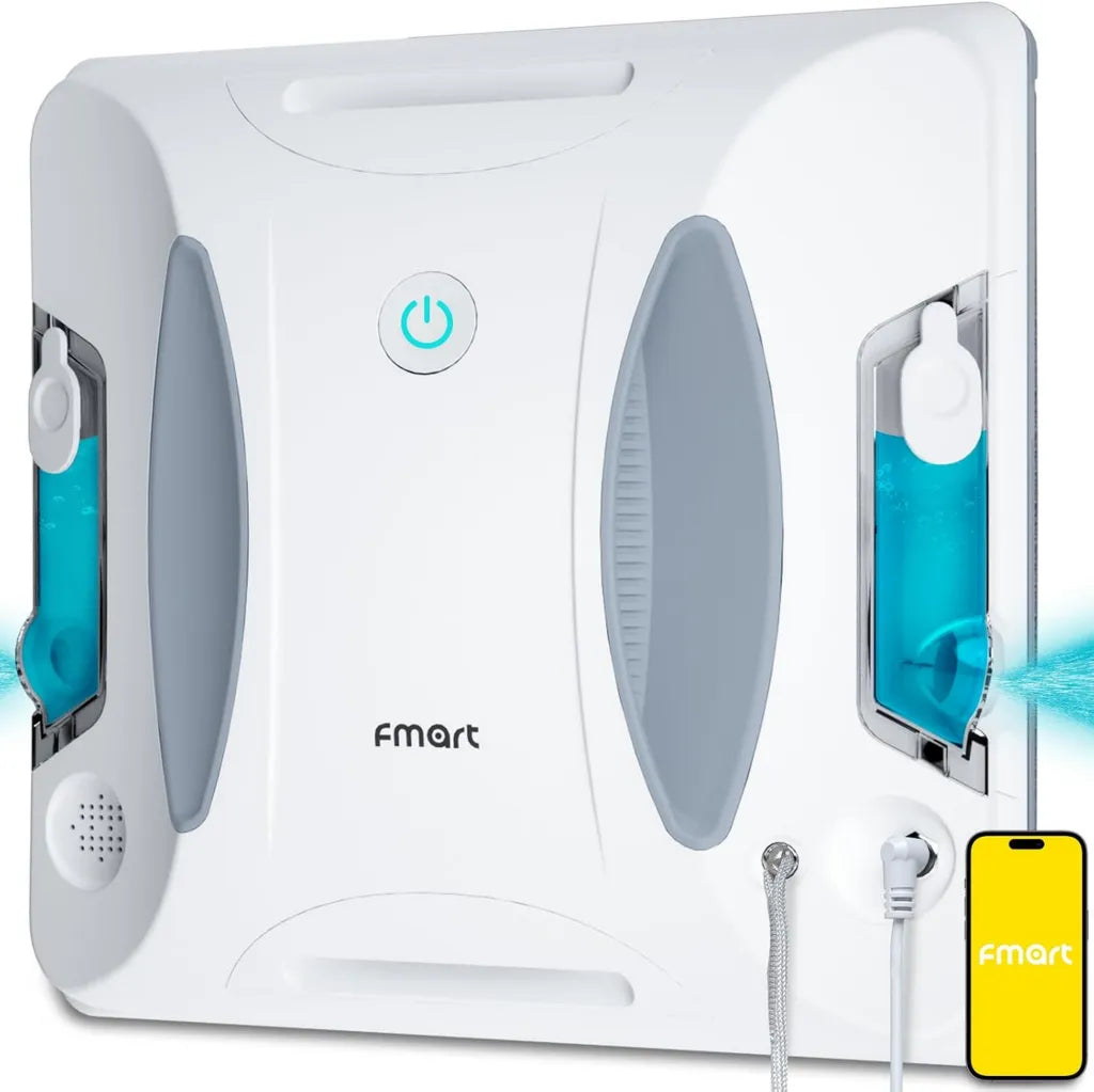 Fmart W6 Automatischer Fensterputzroboter mit Dual-Sprühfunktion und 60ML Wassertank, 3800 Pa Leistung, Nassreinigungsmodus und Kanten-Erkennung