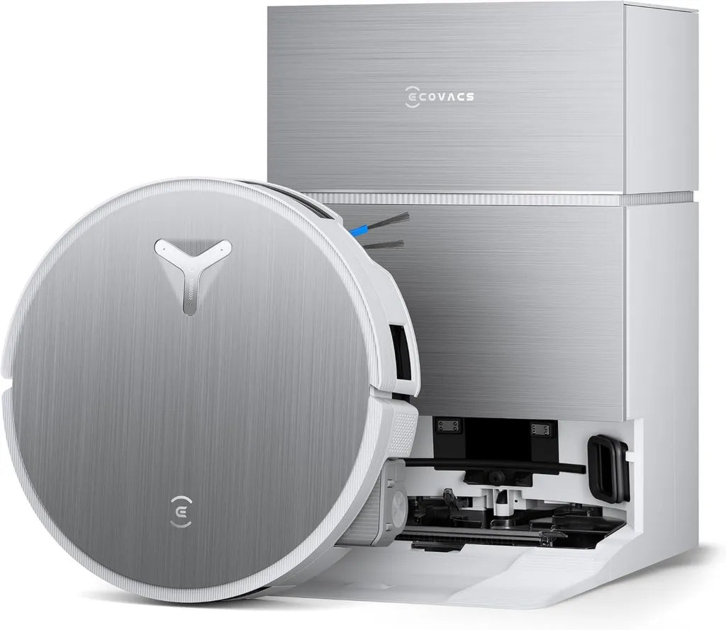 ECOVACS DEEBOT X11 PRO Saugroboter mit Wischfunktion, 19500 Pa Saugleistung, KI YIKO, automatische Befüllung, Silber
