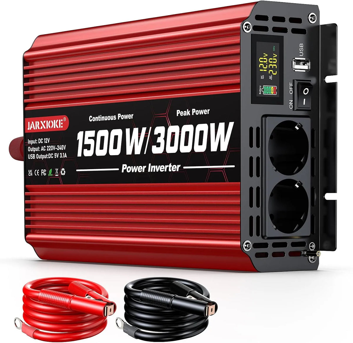 DC-AC-Wechselrichter und Spannungswandler, 1500W, 12V, 230V