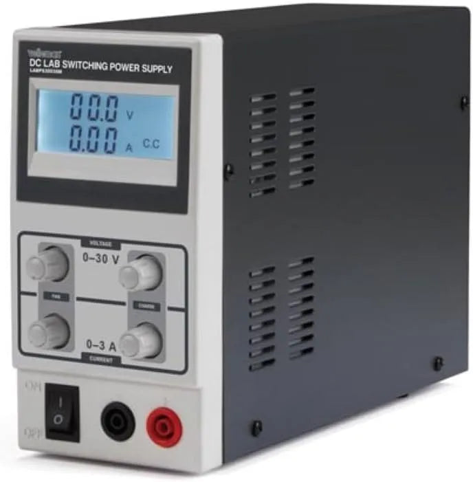 Velleman VDC/0-3 Regelbares DC-Labornetzgerät und Tischnetzteil, 0-3 A, für Elektroniktest und Reparatur, mit Digitalanzeige