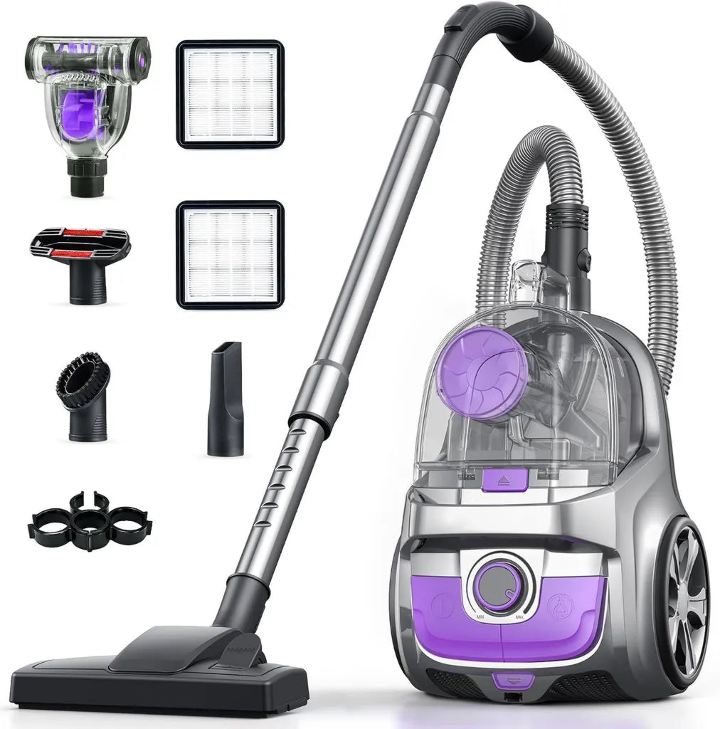 Beutelloser Staubsauger 1600W, automatischer Kabeleinzug, H13 HEPA-Filter, große Kapazität, ideal für Tierhaare und verschiedene Bodenarten
