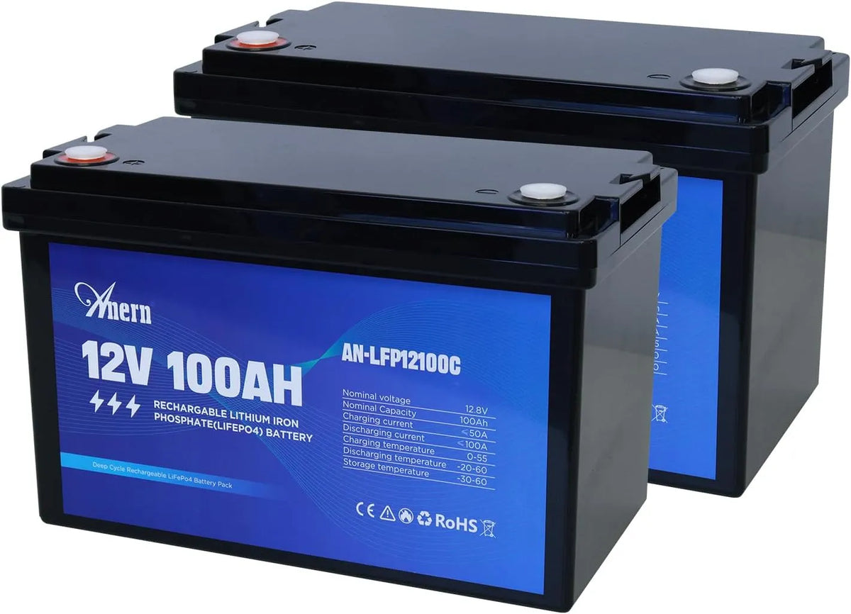 LiFePO4 LiFePO4-Batterie und Solar-Speicherbatterie, 100Ah, solarbetrieben, mit BMS, für Zyklenbetrieb, 1280Wh, 12V