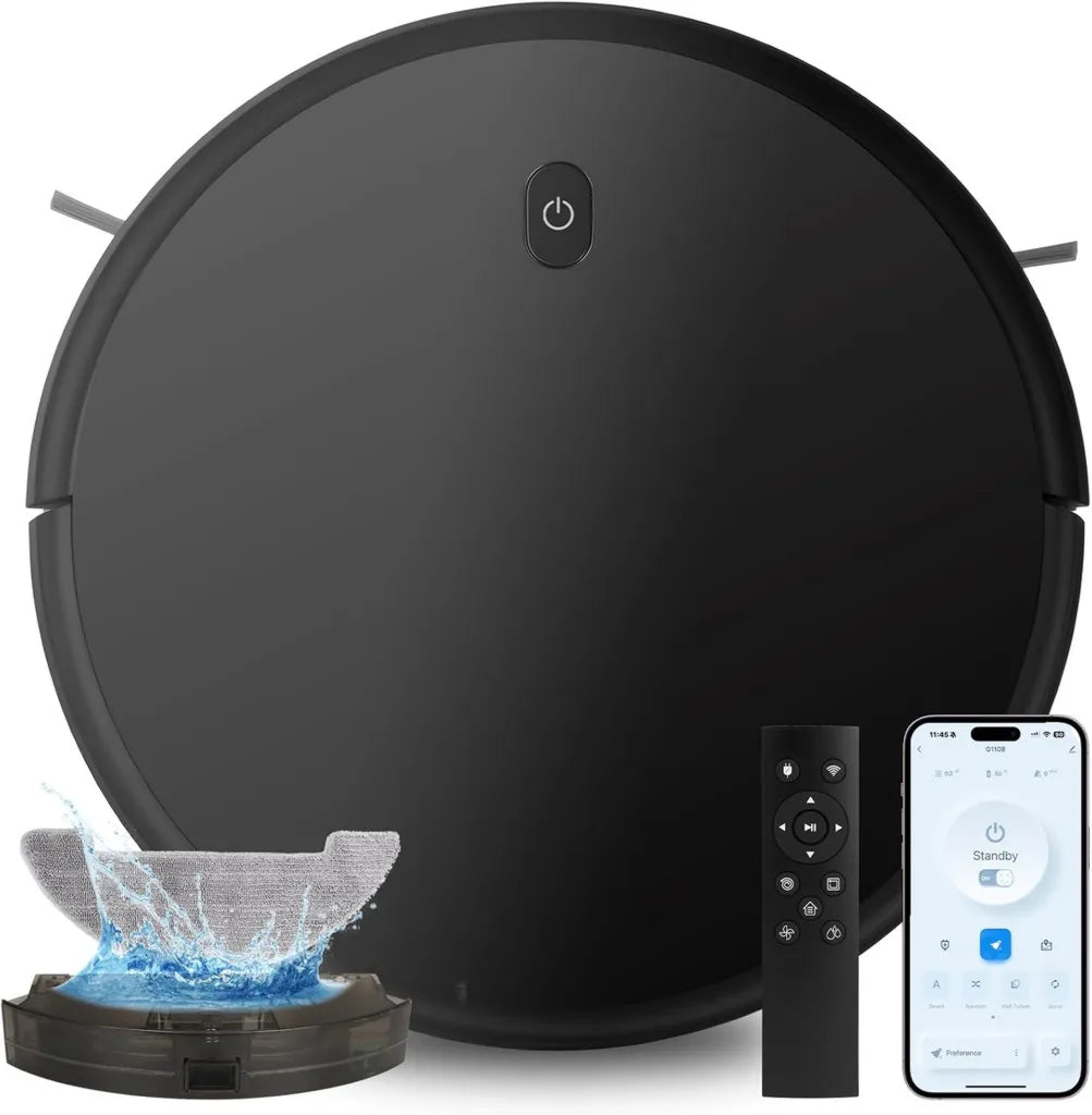 Intelligenter 2-in-1 Saugroboter und Wischmopp, 5000 Pa, WLAN/App-Steuerung, 120 Min Laufzeit, extra leise, selbstaufladend, für alle Bodenarten