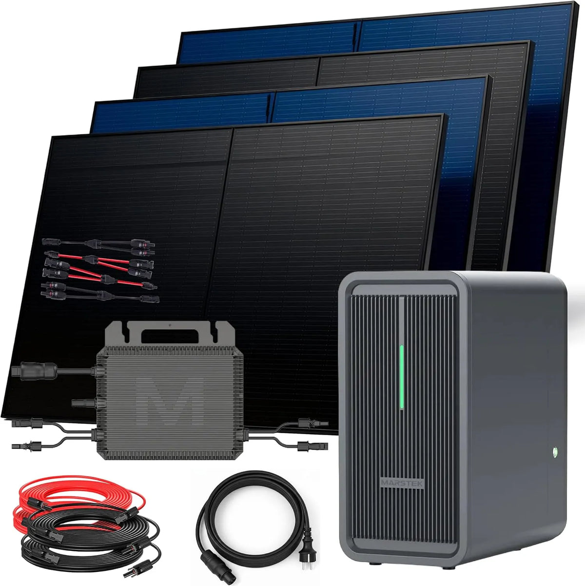 MARSTEK B2500-D Balkonkraftwerk-Komplettset und Photovoltaiksystem, 2,24 kWh, bifazial, 2000W, 500W