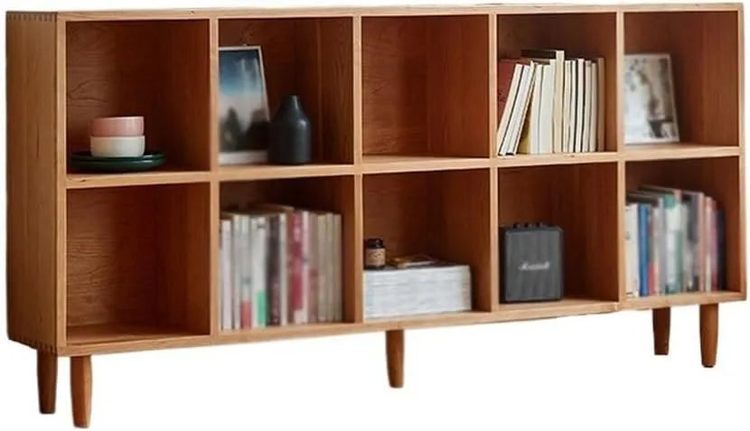 Einfaches Ausstellungsregal, Heimspeicher-Gitterschrank Vitrinenschrank, ENGENDER Bücherregal Wohnzimmer-Studienboden-Massivholz-Bücherregal