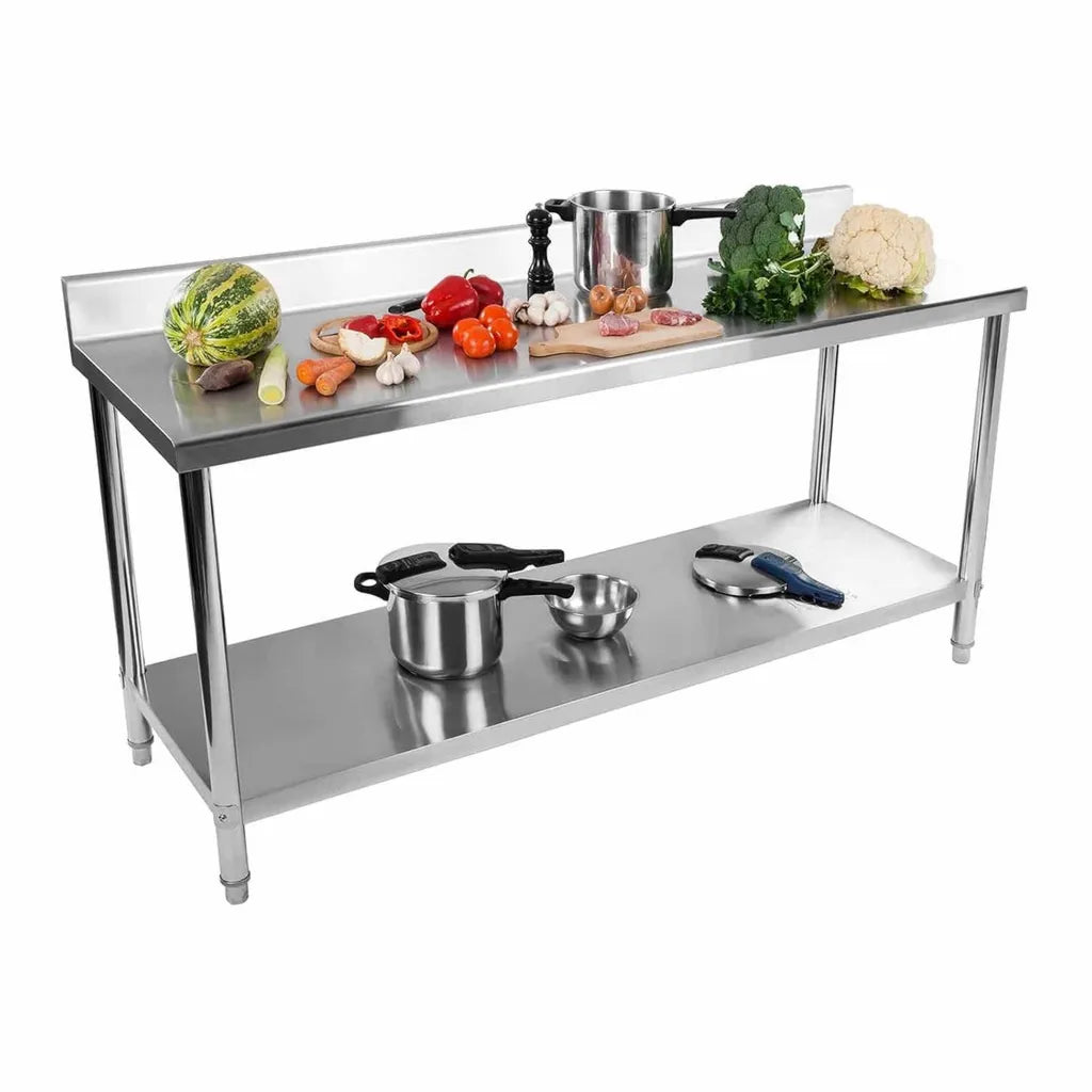 Höhenverstellbarer Edelstahltisch mit Aufkantung - 180 x 60 cm für Küchen