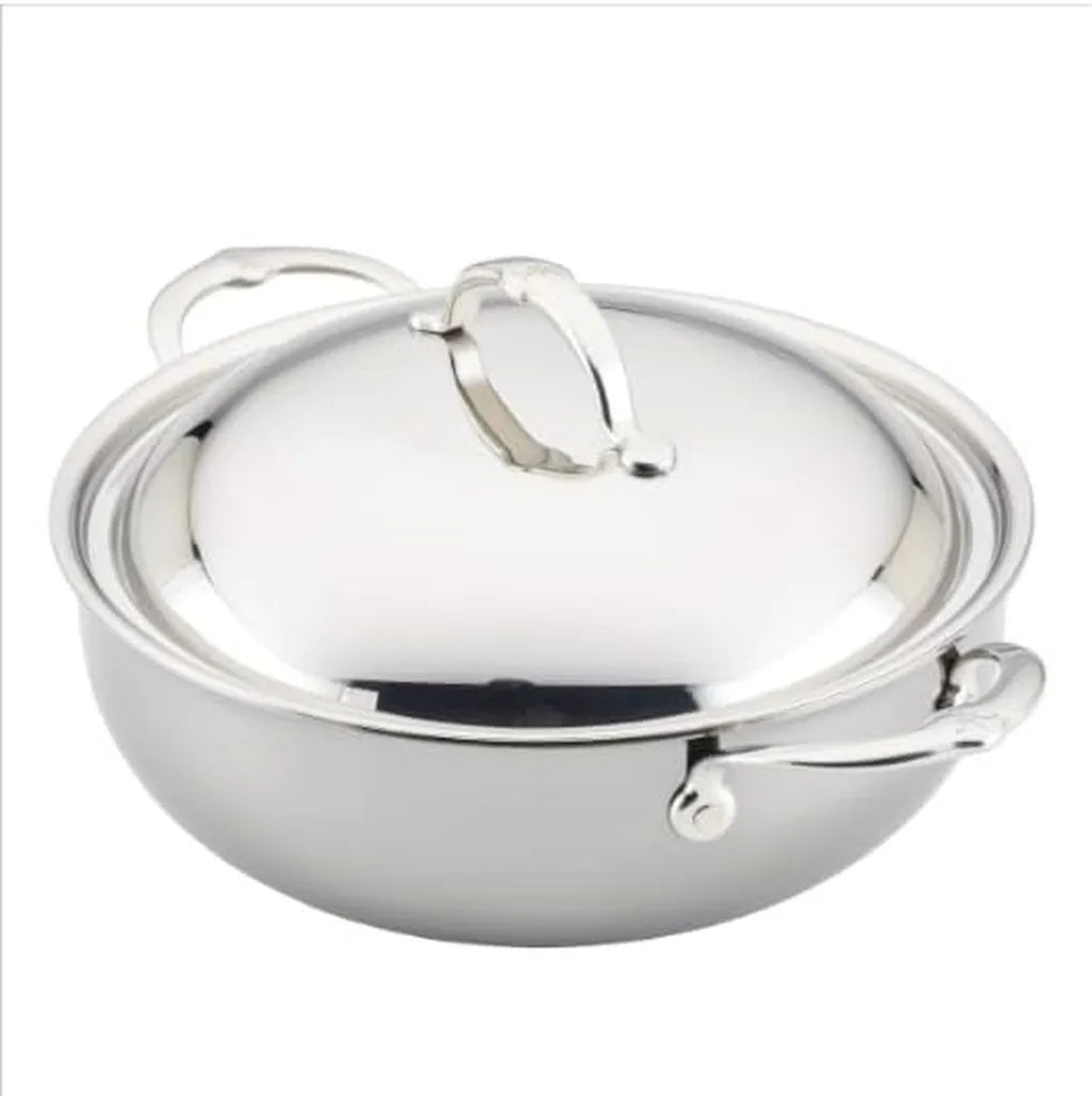 Hestan ProBond Luxus Schmorpfanne mit Deckel, polierter Edelstahl, 5 Liter, professionell
