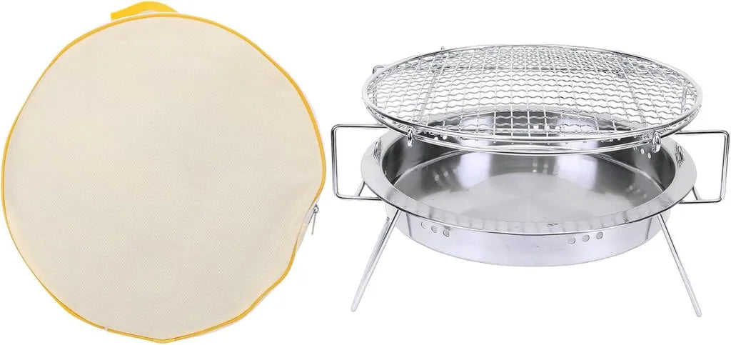 Ejoyous Edelstahl Holzkohlegrill, faltbarer Campinggrill mit abnehmbaren Teilen, 16 Zoll, ideal für Picknick & Strand