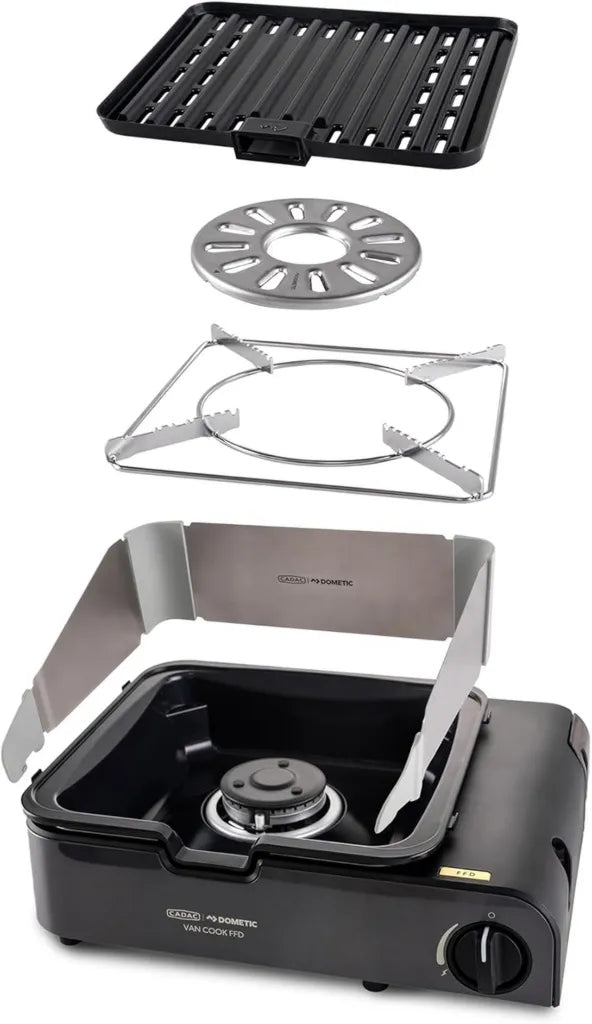 Kompakter CADAC Camping-Grill mit Flammschutz und GreenGrill Rost