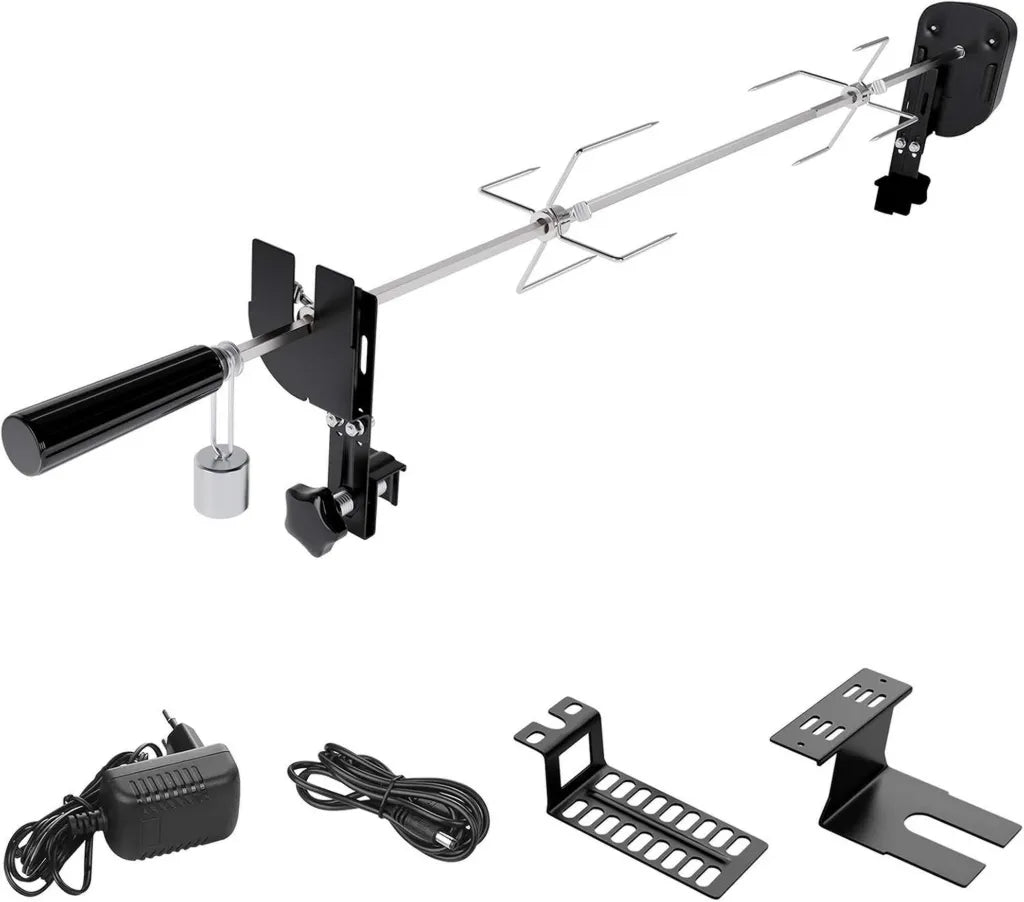 Elektrischer Grillspieß Set mit Motor und USB, einstellbar 69-137cm