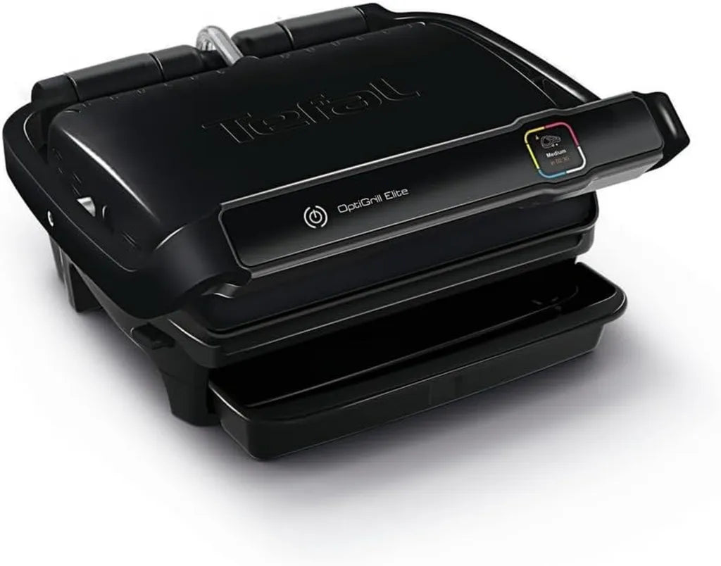 Tefal Optigrill Elite GC7508 Elektrischer Kontaktgrill - 2000W, schwarz, Automatische Grillprogramme, Sensorsteuerung für perfekte Steaks und Paninis, Leicht zu reinigen