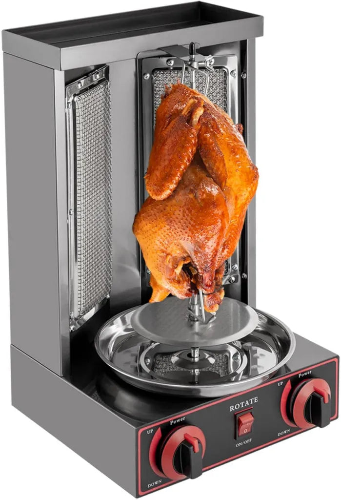 Leistungsstarke 3000W Dönergrillmaschine - Vertikaler Grill mit 2 Brennern für 8-12kg Fleisch, ideal für Kebab und Schawarma