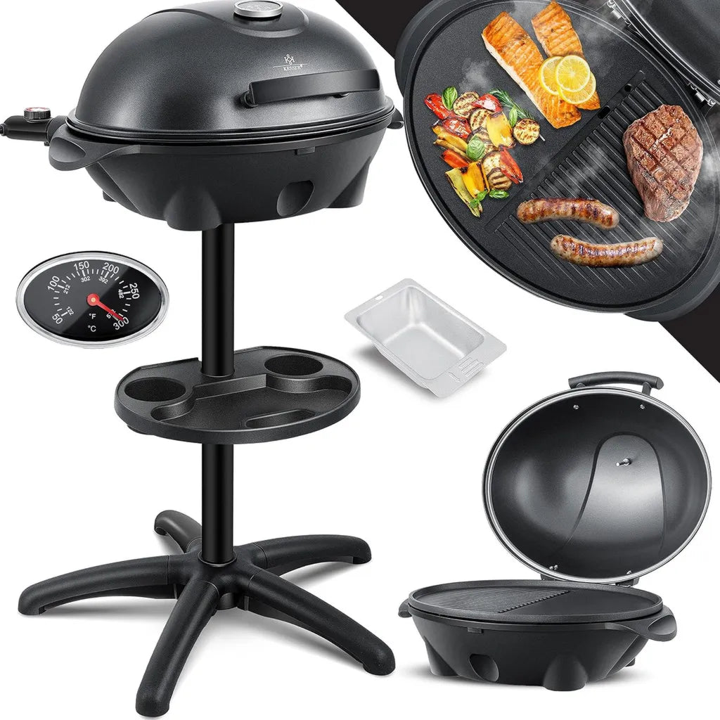 Elektrischer 2in1 Tisch- und Standgrill von KESSER, 2400W, Deckel, Thermometer, Antihaft, XXL Platte