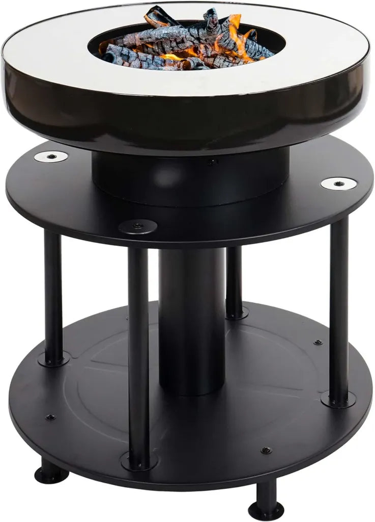 Mendler Grill-Feuerschale HWC-K95, 56cm, Stahl/Edelstahl, mit Abstellfläche