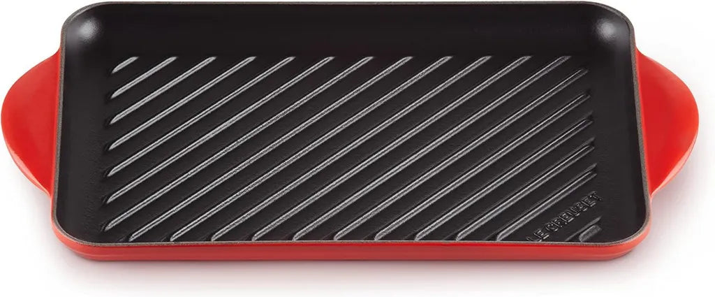 LE CREUSET Gusseisen-Grillplatte, Induktionsgeeignet, Kirschrot, 33 cm