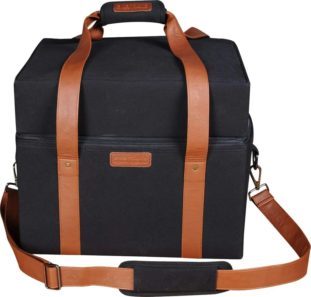 Everdure CUBE™ Tragetasche für mobilen Grill, robuste schwarze Segeltuchtasche mit PU-Lederriemen