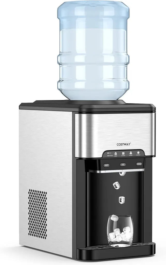 Kombinierter Wasserspender und Eiswürfelbereiter, heißes und kaltes Wasser, 3L Tank, 19kg/Tag, ideal für Heim und Büro