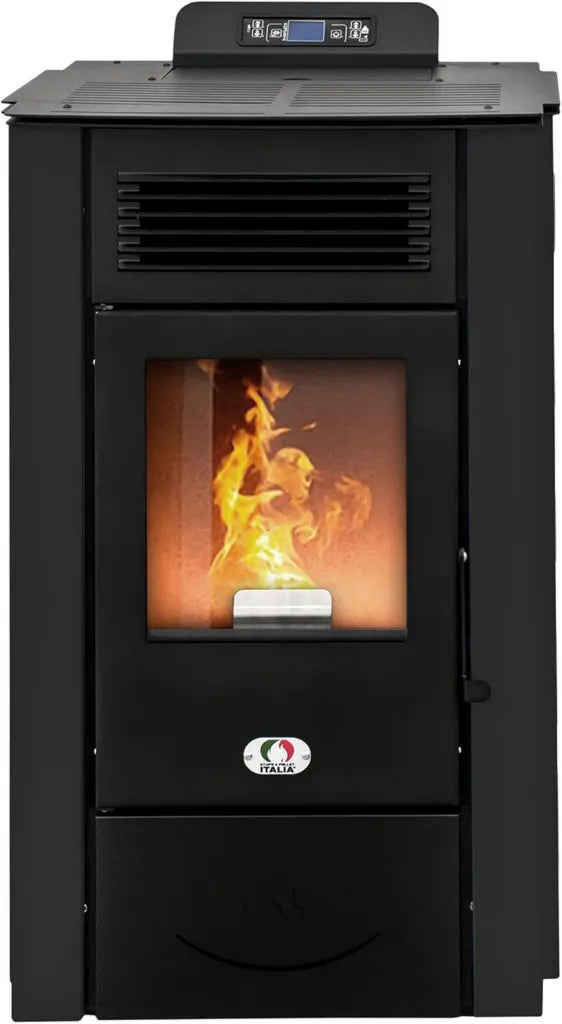 Pelletkaminofen Colorado 15kW, Heizfläche 140m², 92% Effizienz, 15 Std. Betriebsdauer, 5 Stufen, 24 Monate Garantie, Schwarz