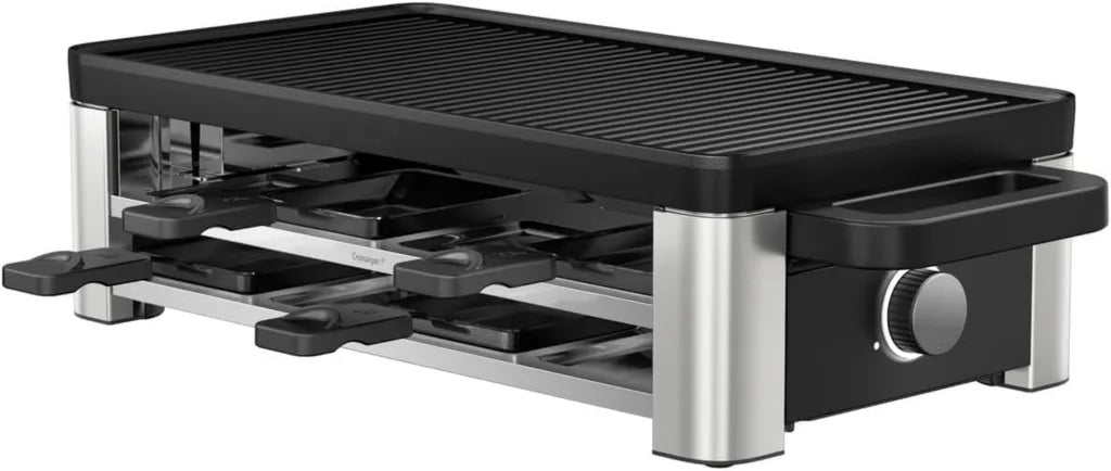 WMF Raclette Grill für 8 Personen, 1500W, Cromargan Edelstahl, Keramik-Grillplatte