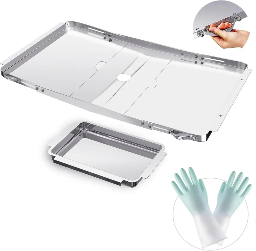 Universelle Edelstahl-Tropfschale für Gasgrills, verstellbar von 63,5 cm bis 86,4 cm