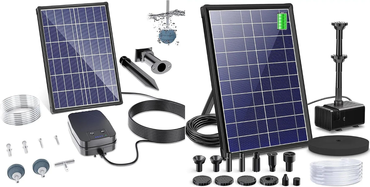 Solar-Teichpumpe und Springbrunnenpumpe, 7,5 W, mit Akku, 3600 mAh, für Gartenteich und Wasserspiel