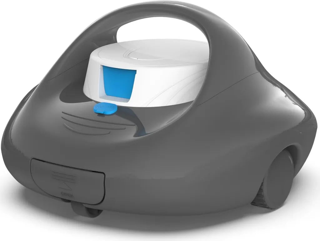Kabelloser Poolroboter mit 130 Min Akku, Doppelmotor für 80 m² Bodenfläche, Schwarz-Weiß