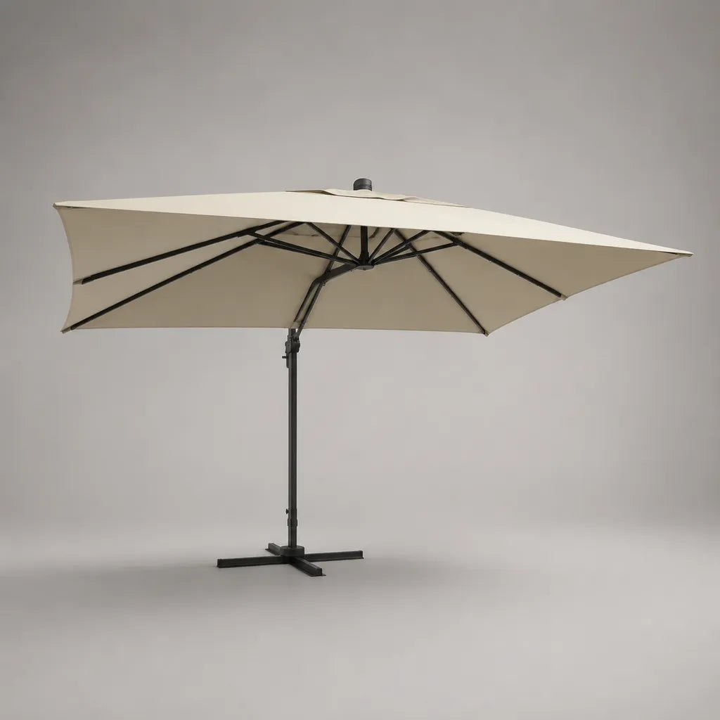 Quadratischer Ampelschirm Sonnenschirm 300 × 300 × 250 cm mit Polyesterbezug und Stahlgestell, Beige/Anthrazit