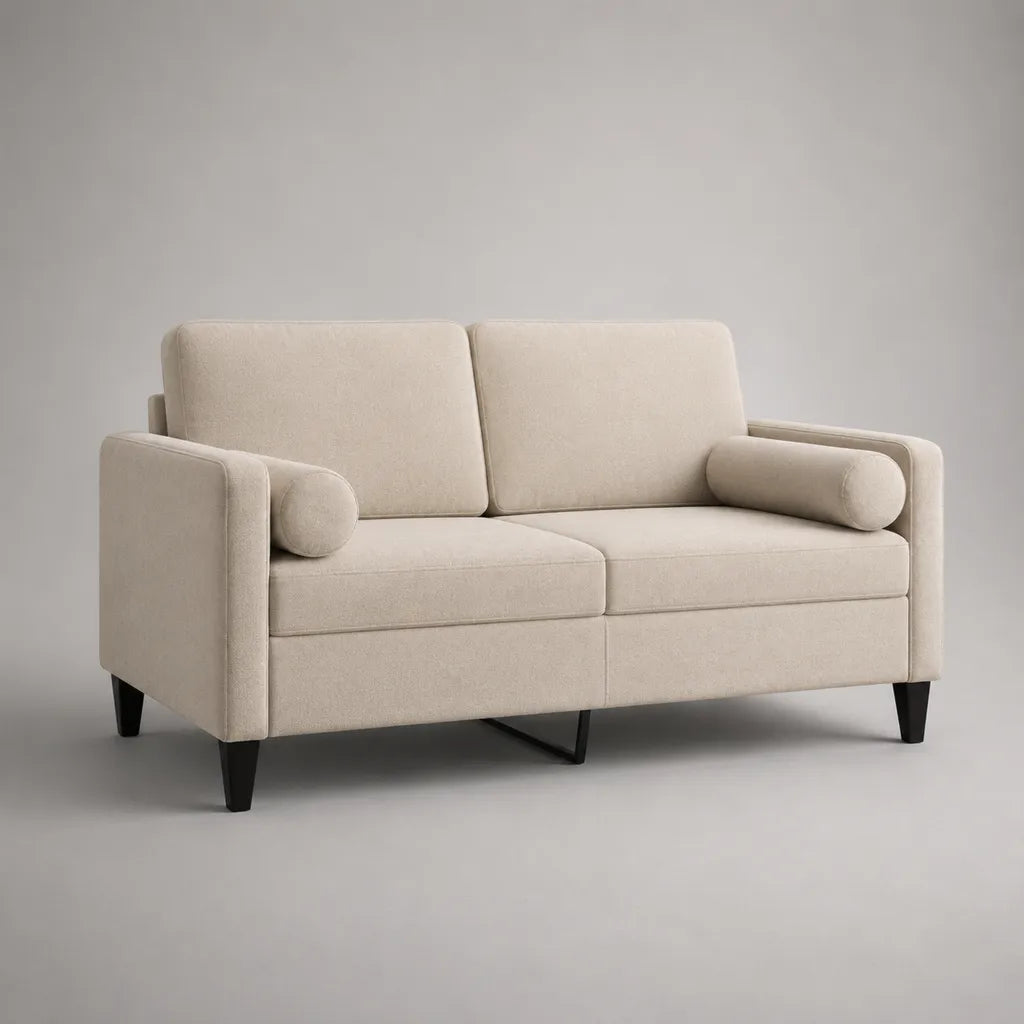 2-Sitzer-Sofa aus Polyester-Chenille, Cremeweiß, 160 × 82 × 84 cm